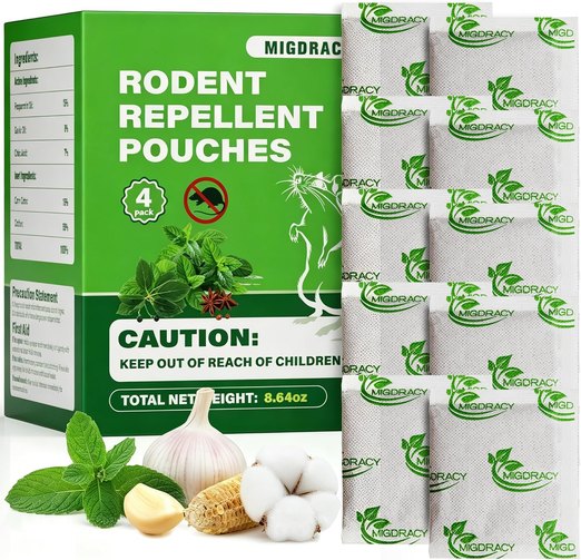 MIGDRACY Rodent Repellent Pouches (4 Pack)